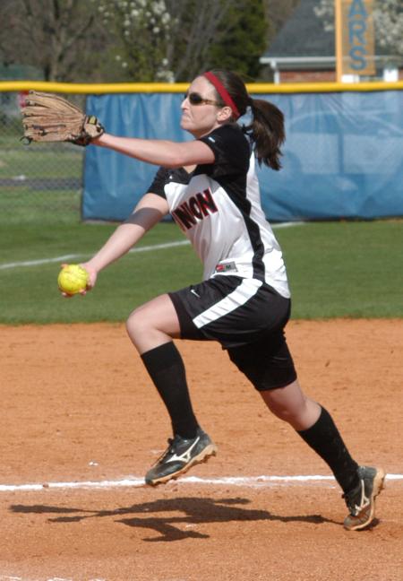Bethany Burnett delivers a pitch in Union's win at Mid-Continent. - Photo by Steven Aldridge