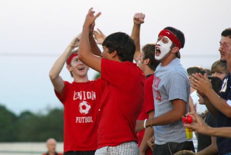 Union soccer fans cheer on the Bulldogs and Lady Bulldogs. - Photo by Kristi McMurry Woody