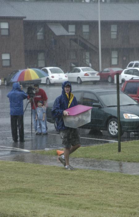 On move-in day freshmen where forced to carry their things to their new rooms in the pouring rain. - Photo by Jordan Buie