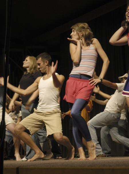 Focus leaders perform a routine to the song <em>Butterfly Kisses</em> during the Focus show. - Photo by Sarah Palmer Goff