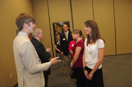 SGA President Steven Lynch welcomes students to the President's Reception. - Photo by Morris Abernathy