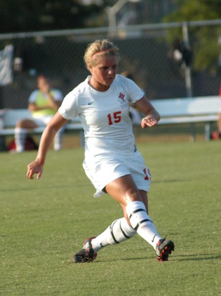 Christina Reardon kicks the ball down field. - Photo by Tommy Sadler