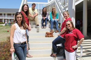 Students pose during the kickoff event outside the Bowld.