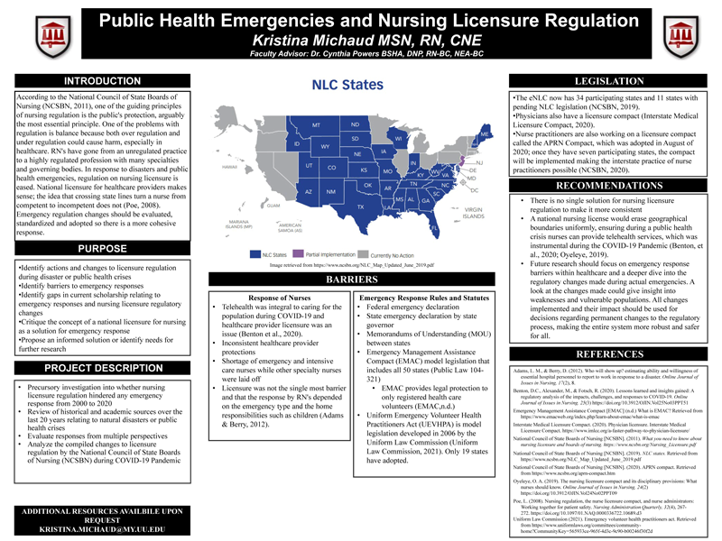 Recommendation for Nursing Practice Regulation to Provide Consistency Across States During Public Health Emergencies: Is National Nursing Licensure the Answer?