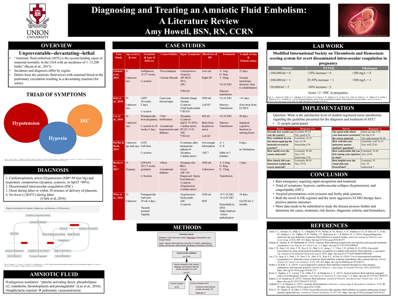 Diagnosing and Treating an Amniotic Fluid Embolism: A Literature Review
