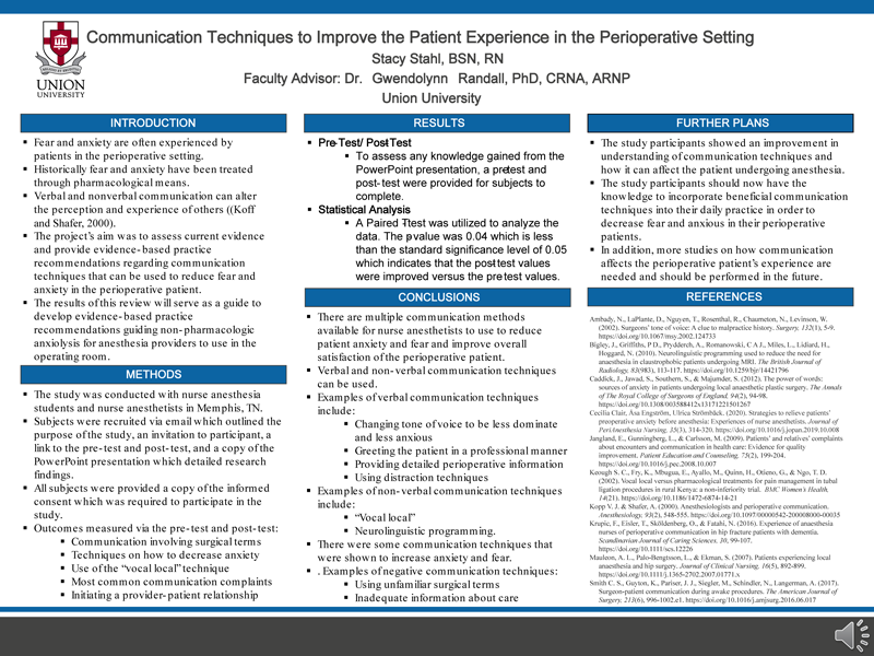 Communication Techniques to Improve the Patient Experience in the Perioperative Setting
