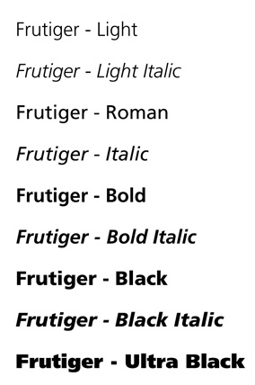 print typography - Frutiger