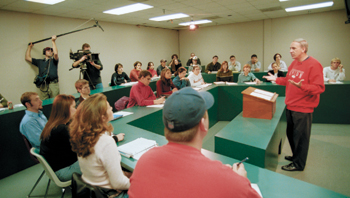 Steve Beverly is filmed by ABCs 20/20 while teaching an advertising class.