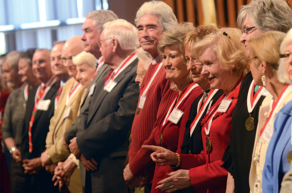 The graduating class of 1964 is recognized in Homecoming Chapel.
