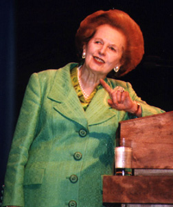 Lady Thatcher speaking at the Scholarship Banquet