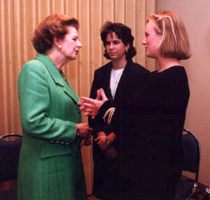 Lady Thatcher with Angela Earl and Sheri Lovett