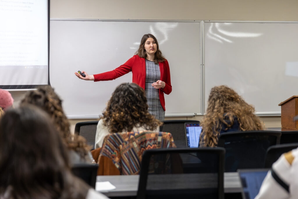 Kayla Kemp in a sociology classroom