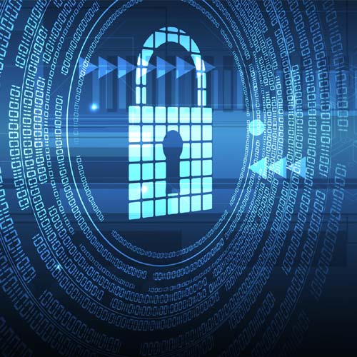 A digital illustration of a padlock surrounded by binary code and circular lines, symbolizing online privacy or data protection concepts. The blue background features technology-themed elements, highlighting the importance of privacy tips in today’s digital world.